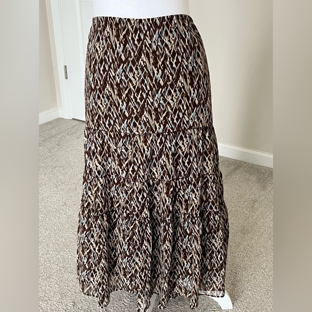 Lane Bryant Brown Printed Tiered Skirt Size 22/24 - Picture 3 of 8